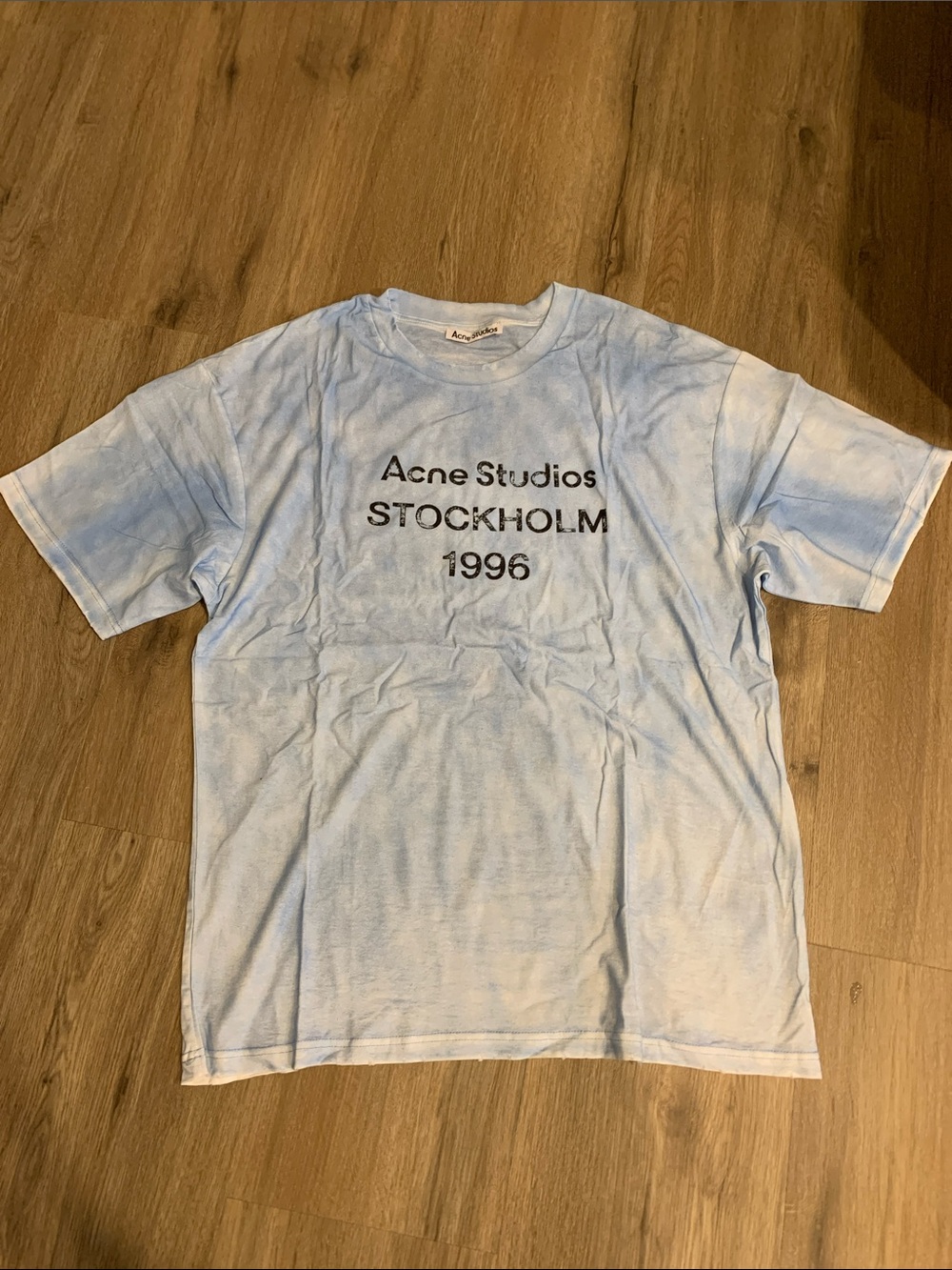 Acne Studios Light Blue Tie-Dye Logo Tee